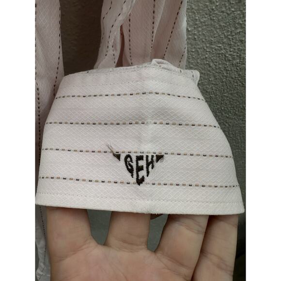 Sam Surin Mens New Royal Fashions Button-Down Shirt Pink Striped Long Sleeve - Picture 4 of 11